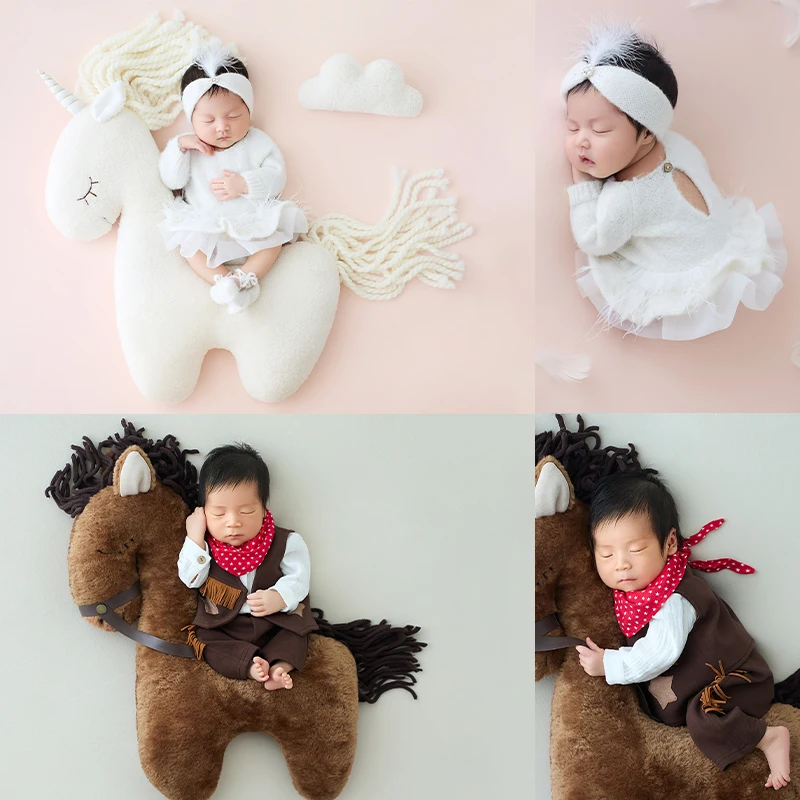 

Unicorn Doll Newborn Photography Props Baby Girl Princess Dress Set Baby Boy Knight Suit Set Infants Studio Photography Costumes
