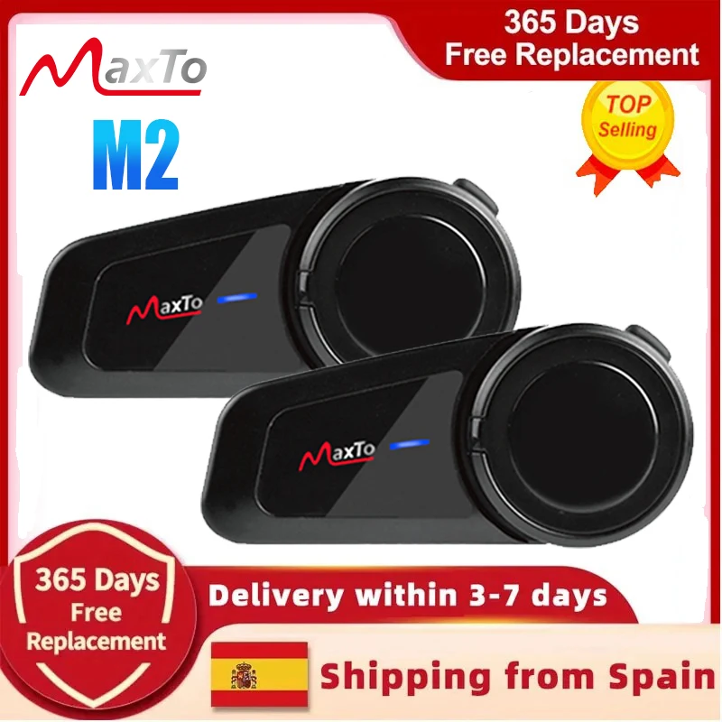 Maxto M2 Motorradhelm-Intercom Bluetooth 5.0 Wasserdicht 6 Fahrer Reichweite 1000 Meter FM MP3 Universelle Kopplungsfunktion