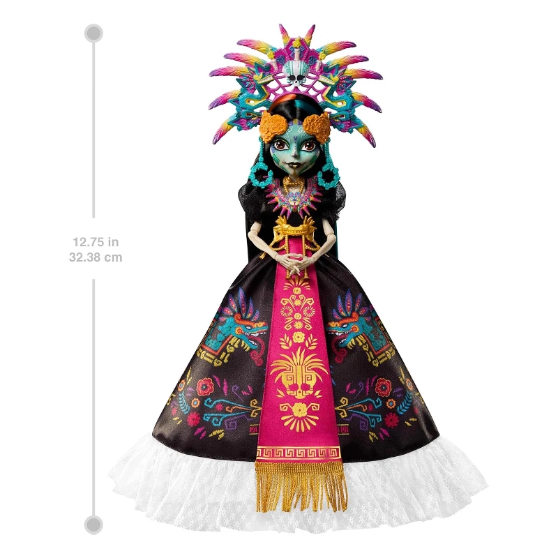 Genuine Mattel Monster High Doll Skelita Calaveras Día De Muertos Gown 1/6 Girl Toy Thrilling Headdress Accessory Collect Gift