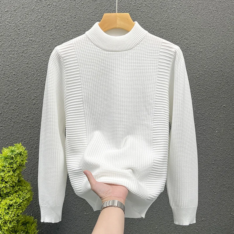 

Новинка 2025, осенне-зимний высококачественный свитер с круглым вырезом, корейская версия, теплый вязаный свитер, толстая подростковая базовая рубашка