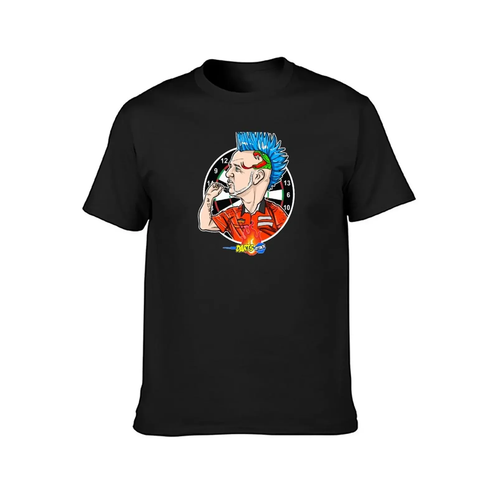 Caricature of Peter Wright by Darts Attack T-Shirt man clothes anime clothes t shirts for men cotton