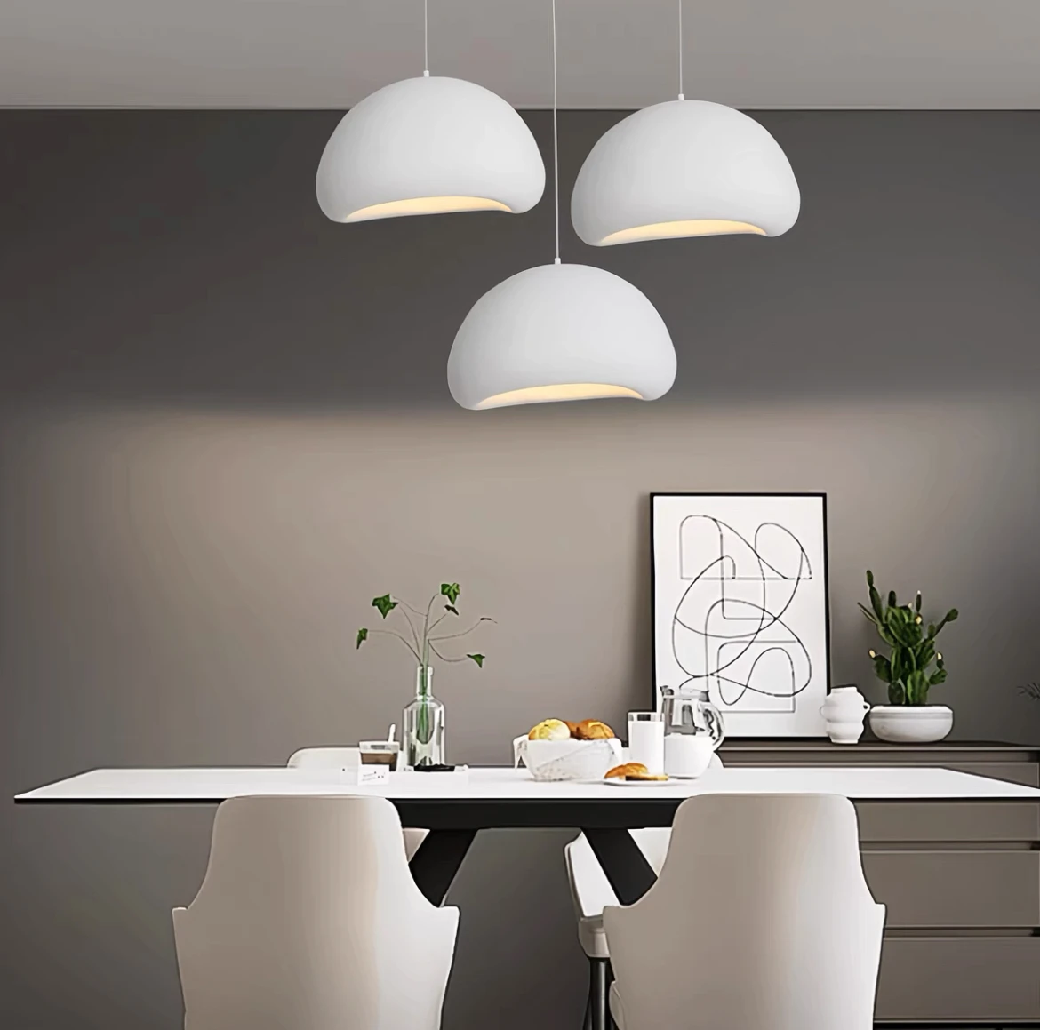 Imagem -02 - Nordic Led Hanging Lamp Suspended Teto Pendant Light Mesa de Jantar Wabi e Sabi Bedroom And Bedside Restaurant Decor Japão 30cm