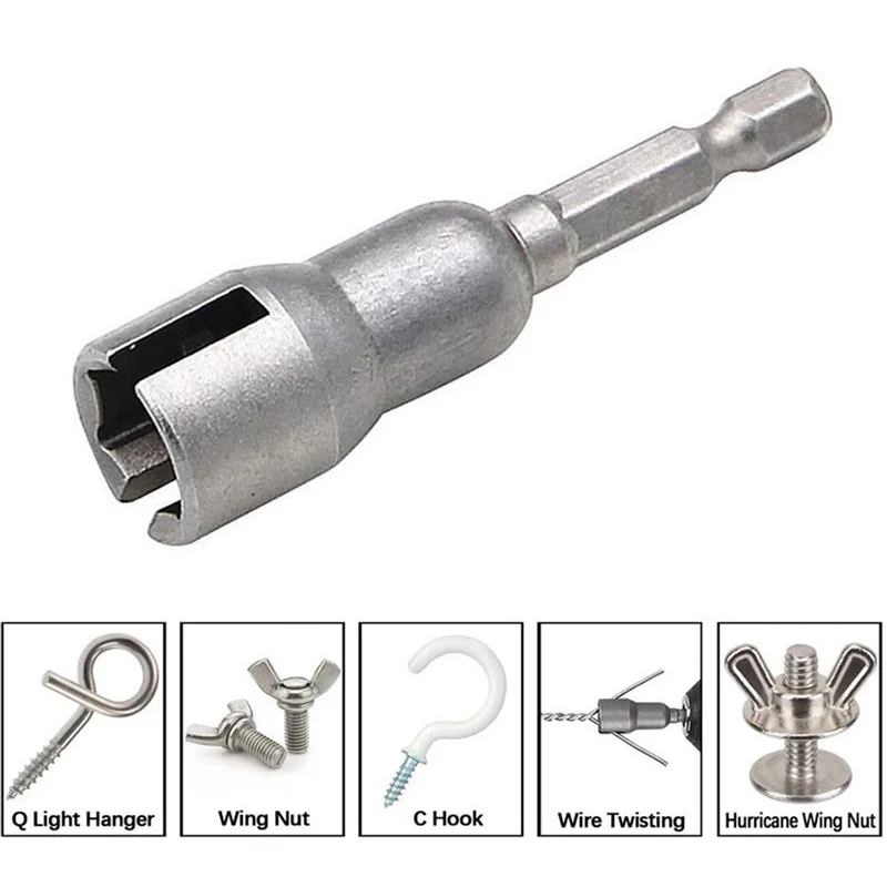 1/4 inch Butterfly Bolt Socket Wrench 6.5mm Hex Shank Socket Adapter Nut for Power Tool Slotted Electric Screwdriver