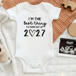 I'm the Best Thing 2027 Newborn Baby Clothes White Cotton Summer Bodysuits for Infants Short Sleeve Boys Girls Romper