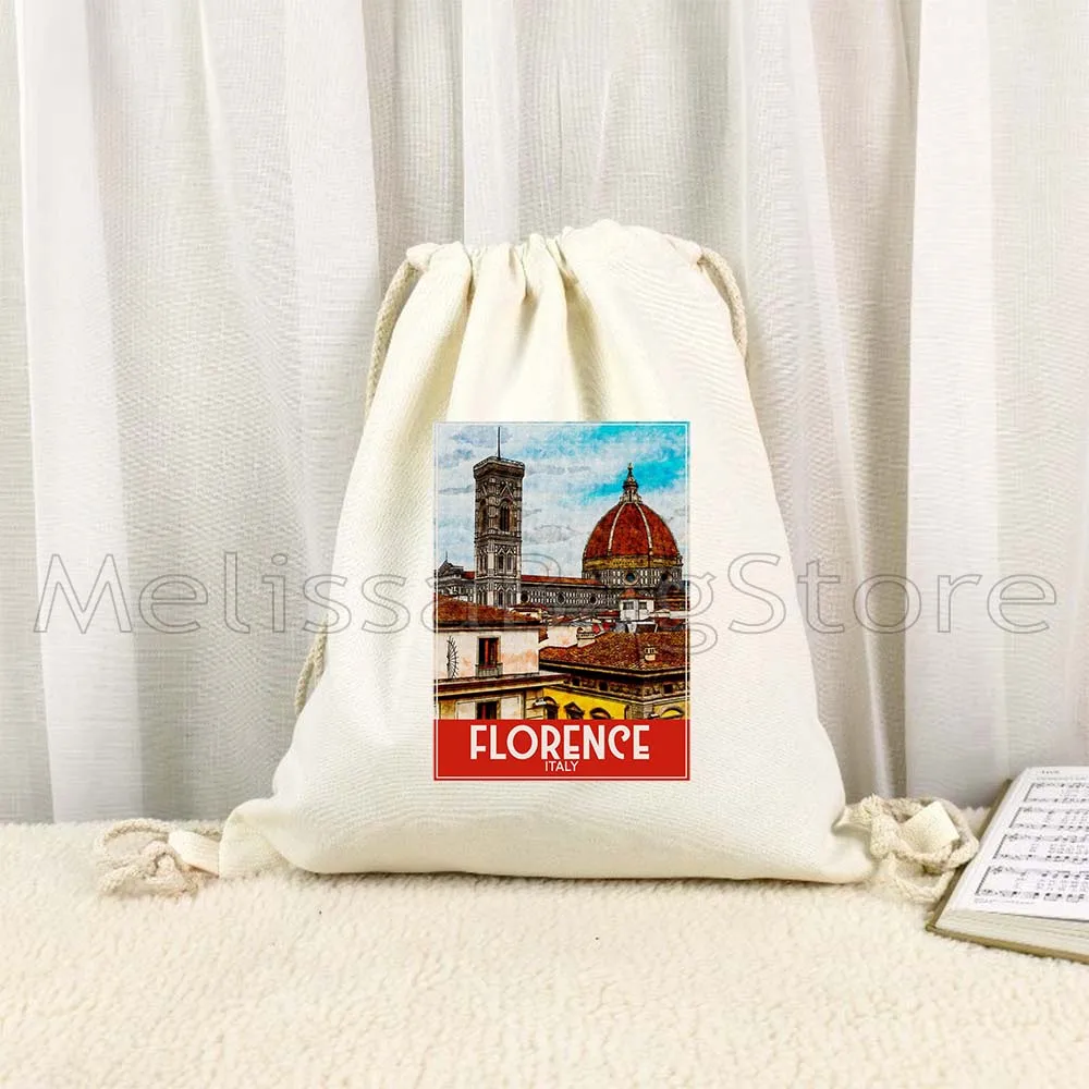 London Pisa Kyiv Rome Santorini Athens Berlin Boston Dubai Dublin Florence Painting Cute Drawstring Bag Soccer Backpack Sackpack