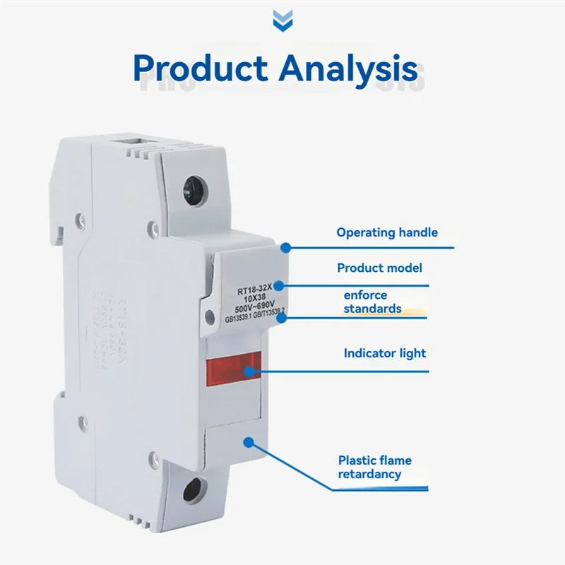 

ABUO-DIN Держатель предохранителя 1P RT18-32X, 10X38 мм, 380 В переменного тока, 32 А, эффективная однополюсная защита