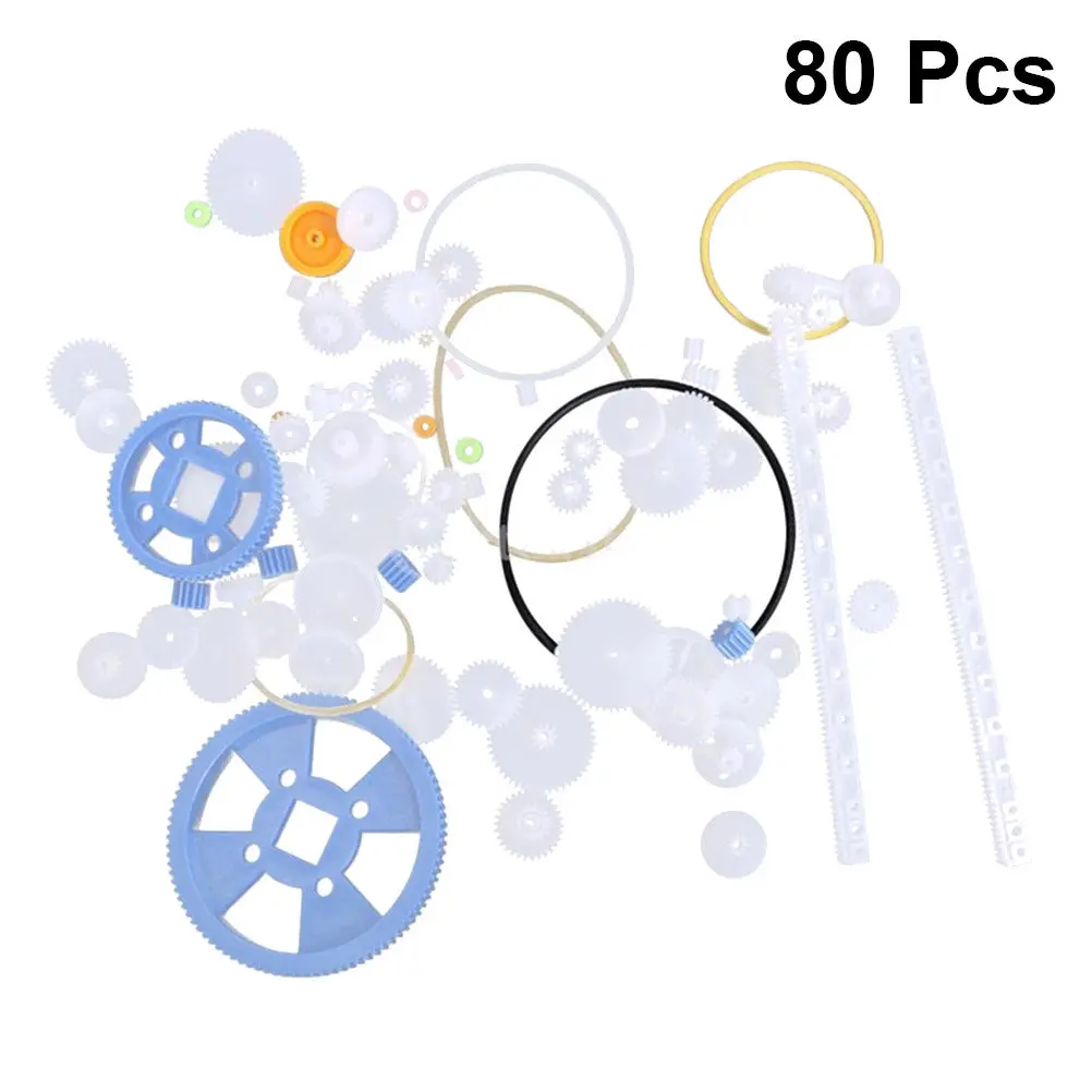 

80Pcs Gear Package Plastic Assortment Parts for DIY Mechanical Robot Car Accessories Science Production Gear Package Parts