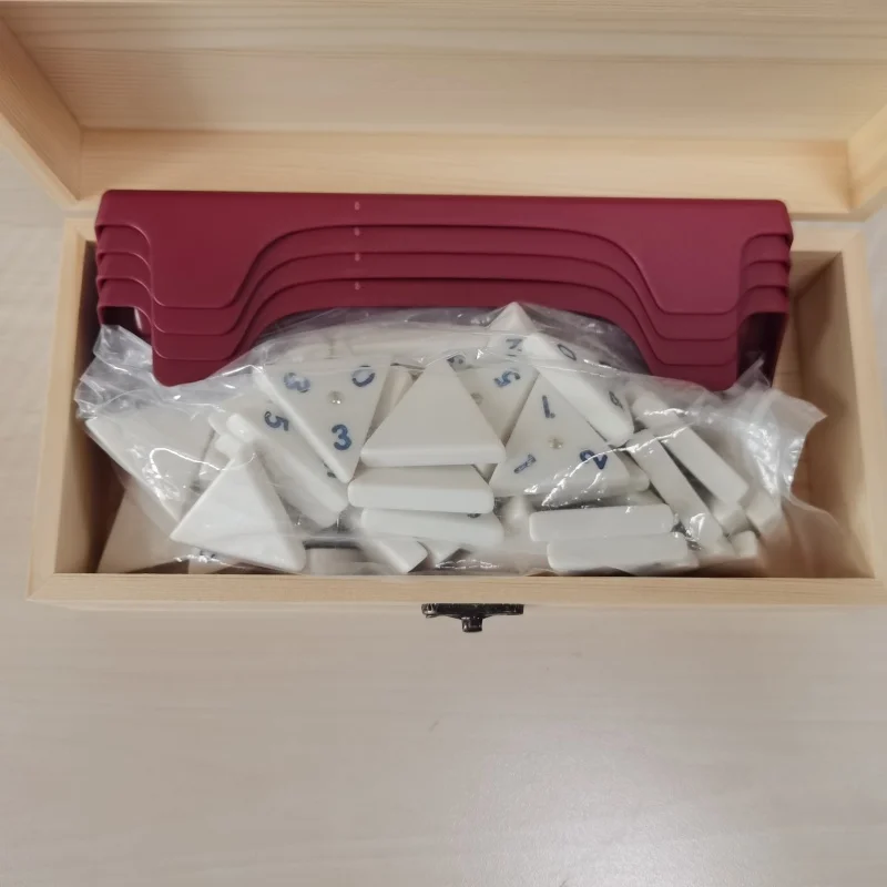 Large Triangular Domino Set with Wooden Gift Box Packaging for Adult & Children Family Gathering And Party Puzzle Toys - view 5