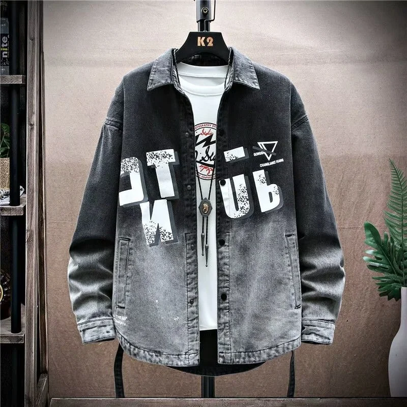 

Retro Waed Large Size 250 Pou Men's Denim Jaet Loose irt Upper Body Jaet Autumn Season Casual Youth Faion