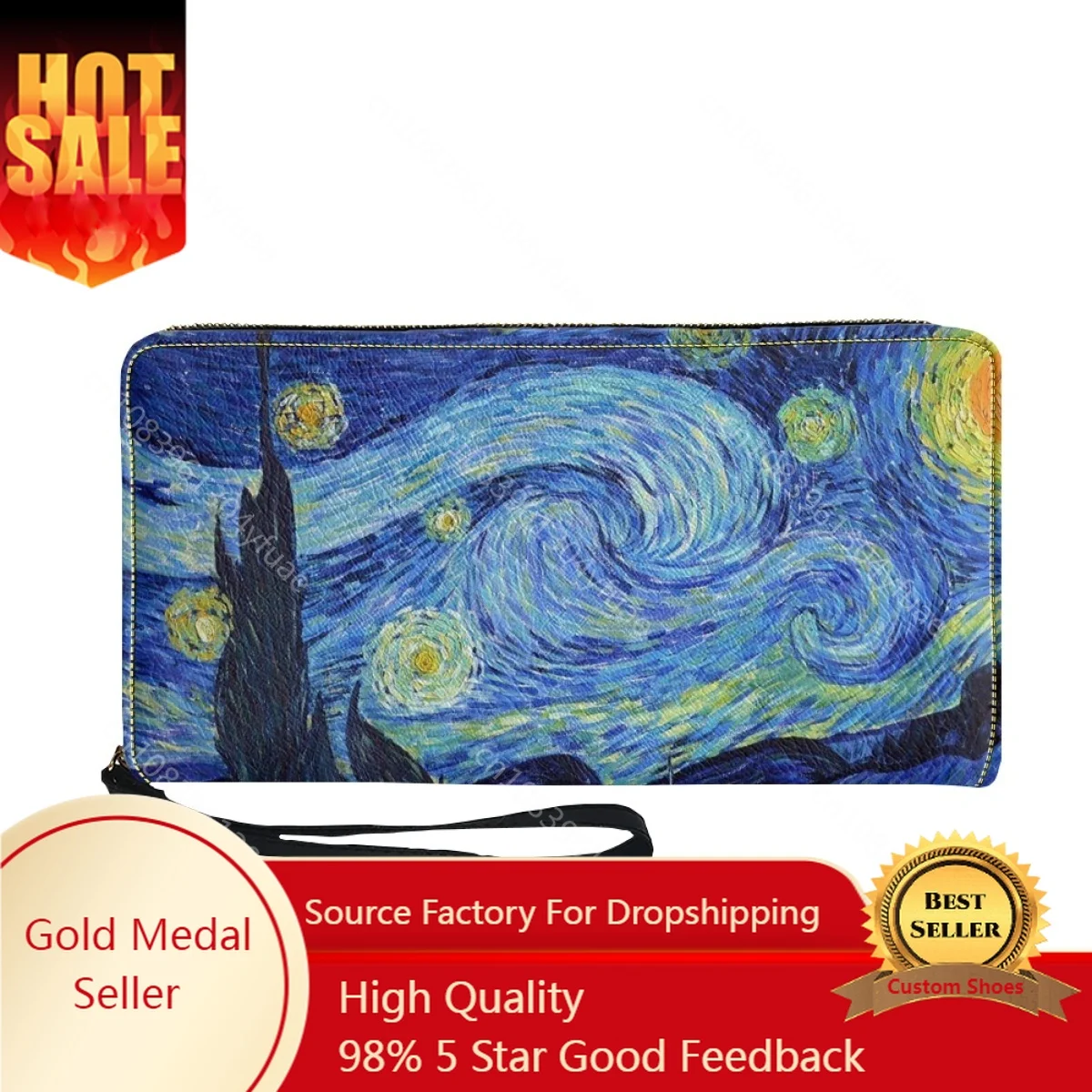 

Van Gogh pittura a olio moda donna portafogli Multi Card Organizer borsa femminile frizione per feste Billeteras per ragazze ado