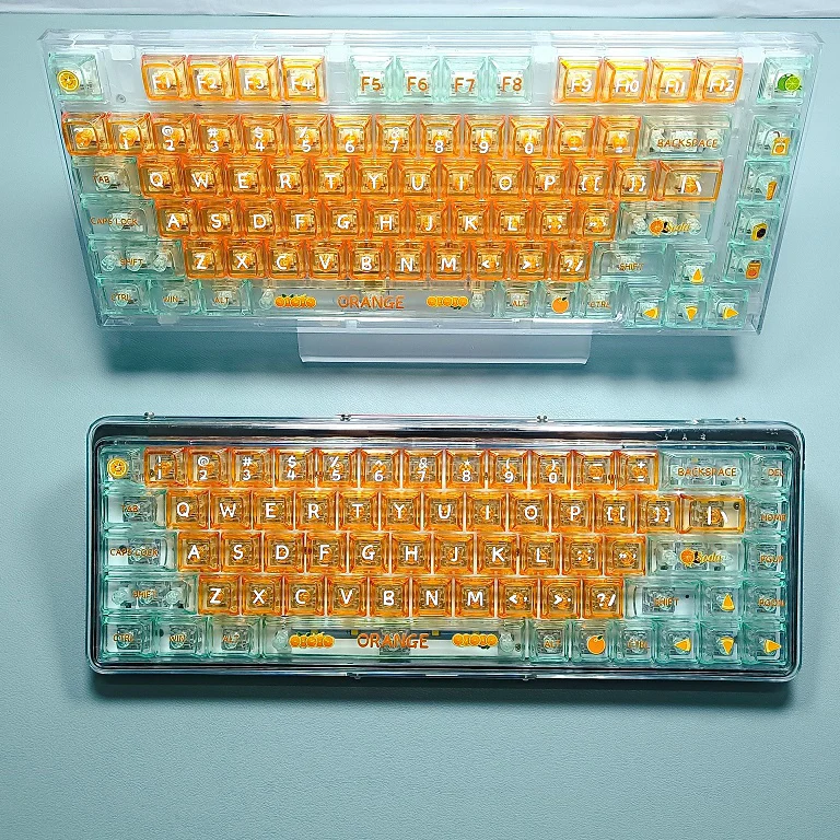 

132 Keys Orange Crystal Transparent Backlit Keycaps For Cherry MX Switch Mechanical Gaming Keyboard CBSA Profile Keycap Custom