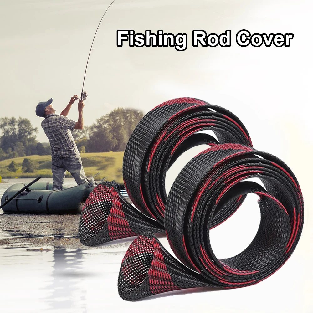 

Fishing Rod Protector Nylon Braided Sleeves 30MM Heat-Resistant Fishing Cover VW-1 Expandable Pole Sleeve Net Fit 7ft Rod