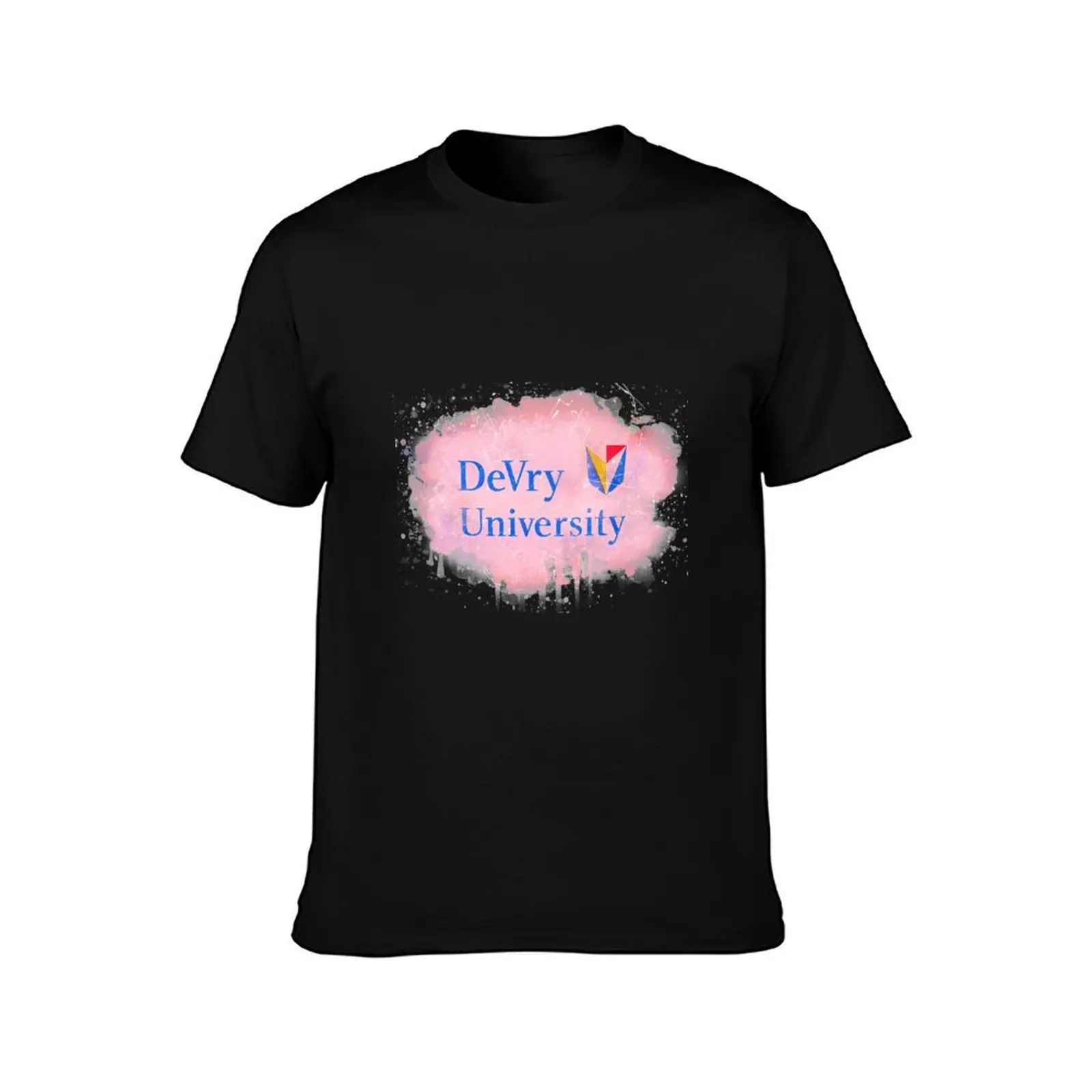DeVry University-Phoenix Rustic Watercolor Logo T-Shirt, Summer Casual Cotton Tee, Oversized Streetwear Tops, Unisex Men Women