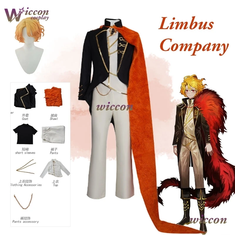 Game Limbus Company Cosplay Outfits Clothes Don Quixote Halloween Unisex Costume Spoiler Sancho Cosplay Outfit Coat Suit Pants