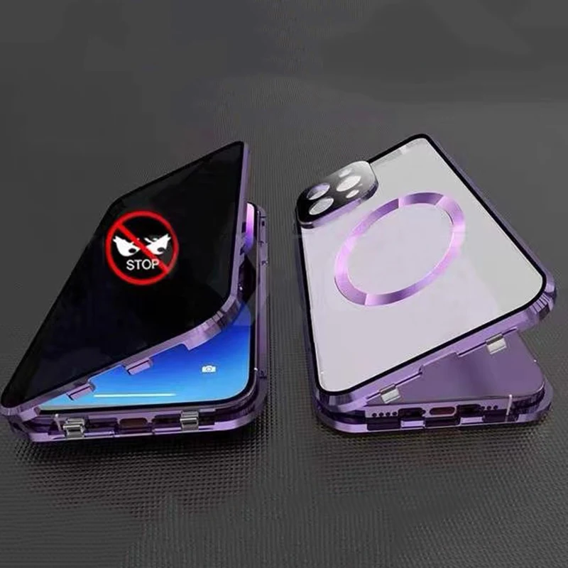 

360° Protection Privacy Anti Peeping Phone Case For iPhone 17 16 15 14 Plus 13 12 Pro Max Magsafe Case Wireless Charging Cover