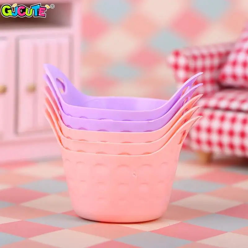 

5Pcs/lot 1:12 Dollhouse Miniature Storage Basket Laundry Baskets Doll Fruit Vegetable Food Basket Doll House Decor Accessories