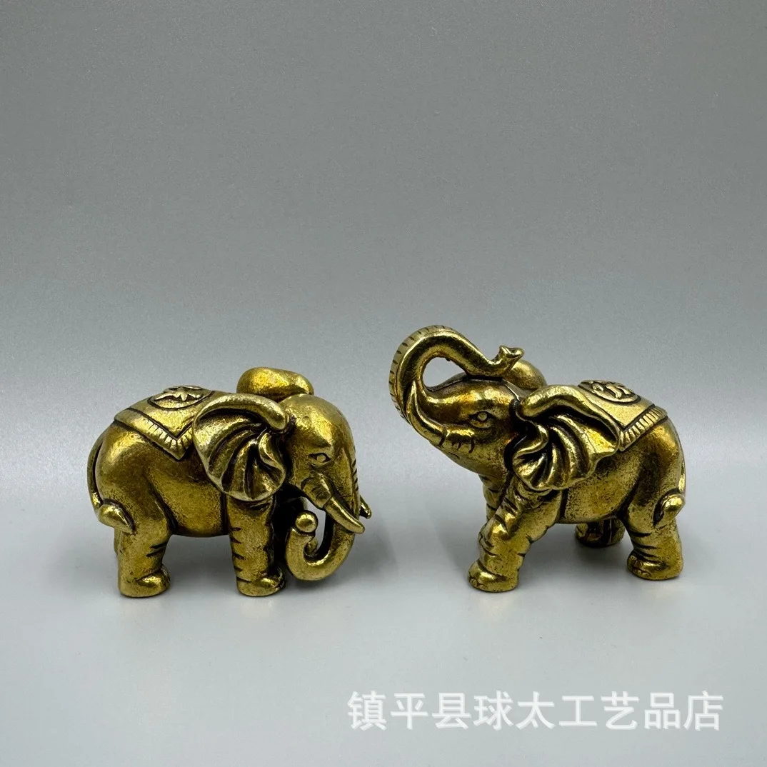 

Copper Elephant Pair of Blessing Elephant Ornament Mini Cute Copper Elephant Desktop Decoration Metal Crafts Ornament