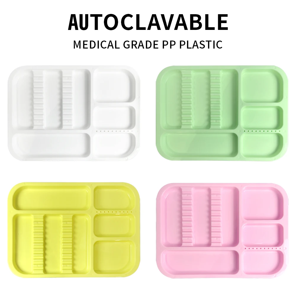 Vassoio per strumenti dentali in plastica da 1 pezzo vassoio separato vassoi divisi in plastica autoclavabile per strumenti di odontoiatria per