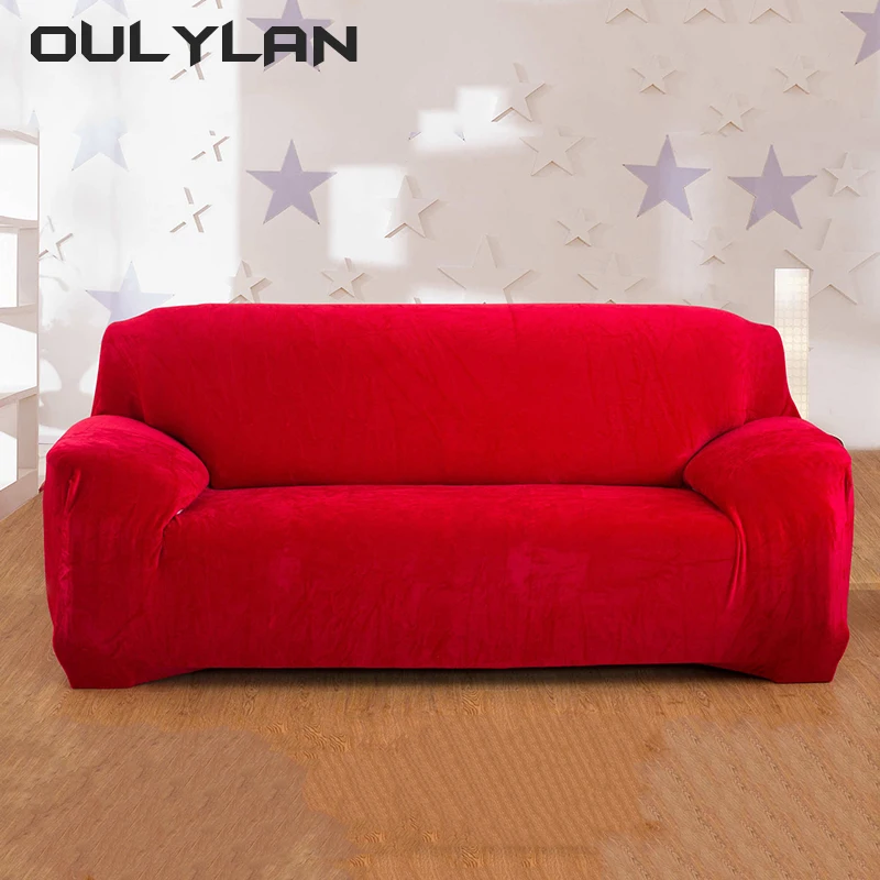 Furniture Plush Solid Color Thicken Elastic for Living Room Home Decor Sofa Slipcover Non-slip Protector Sofa Cover Couch