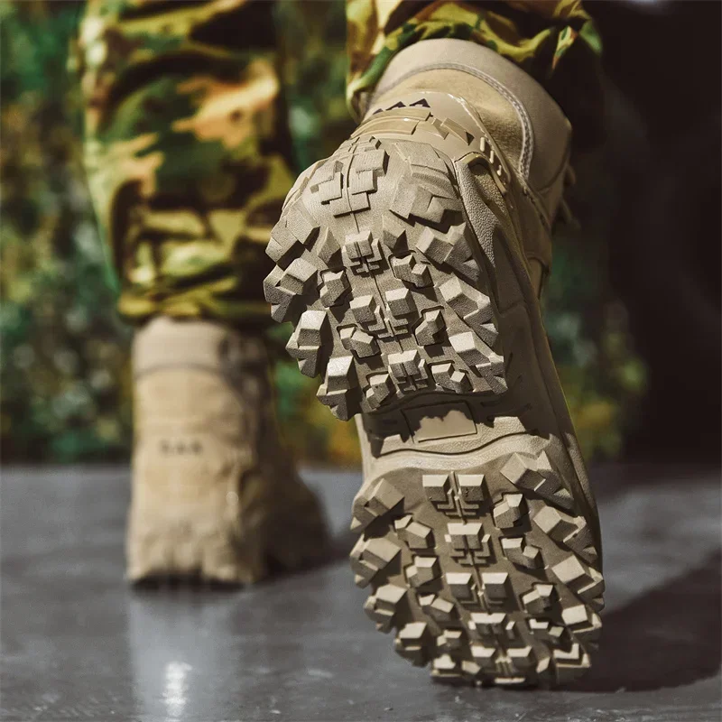 Men Boots High-top Men's Hiking Shoes Outdoor Thick-soled Non-slip Men Shoes Tactical Boots