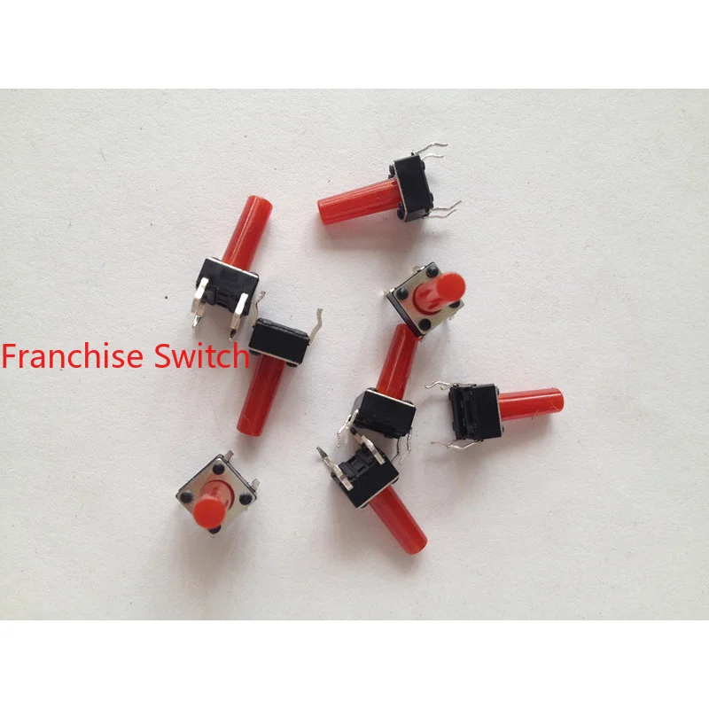 10PCS Key 6*6*13MM High Light Touch Switch Vertical (red Handle) Copper Foot  6X6X13MM