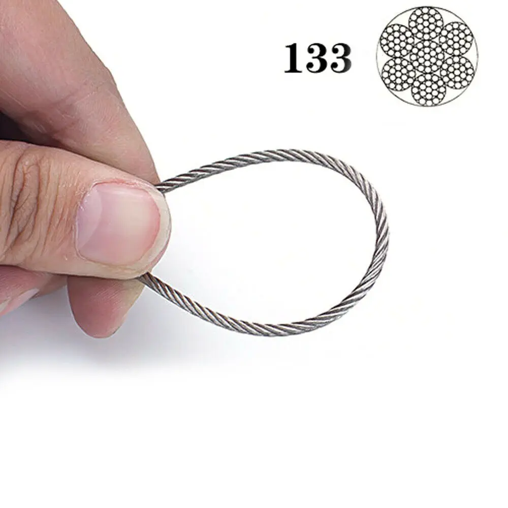 A2(304) Stainless Steel 7x19 Strand 1mm-20mm Core Wire Ropes Lifting Metal Cable