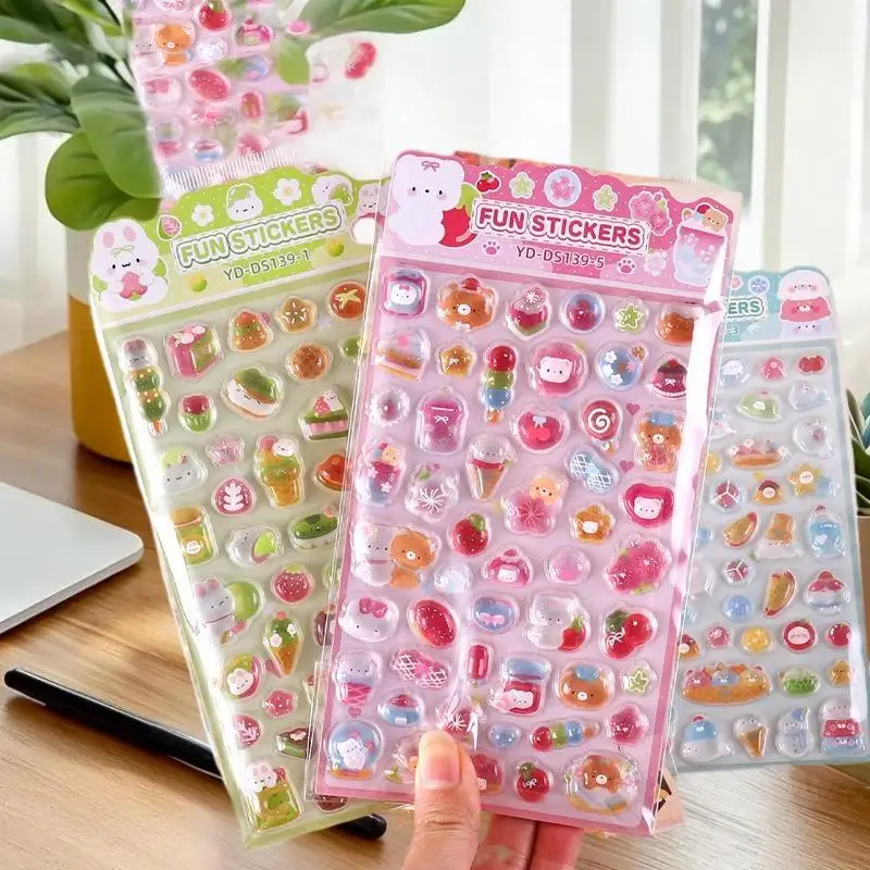 1/6 Stuks Leuke Cartoon Dieren 3D Relief Stickers Herbruikbare Patch Voor Plakboeken Planner Tijdschriften Laptops Telefoon Case DIY Stickers