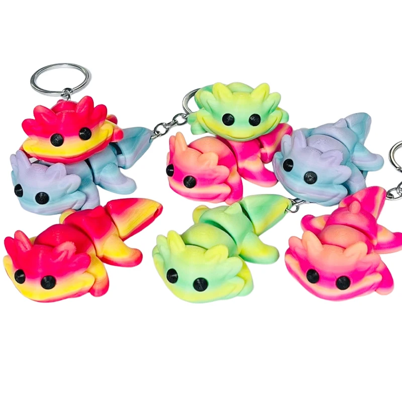 3D Gedrukt Regenboog Salamander Figuren Dier Speelgoed Met Ogen Multi-Joint Beweegbare Fidget Speelgoed Woonaccessoires Bureau Decor Kids gift