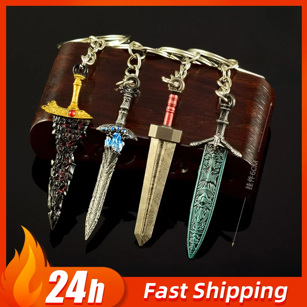 

6cm Elden Damascus Great sword weapons Model Game Peripherals Key Chain Raz Li Hui Stone Swords Pendant Craft Ornament Boy Gift
