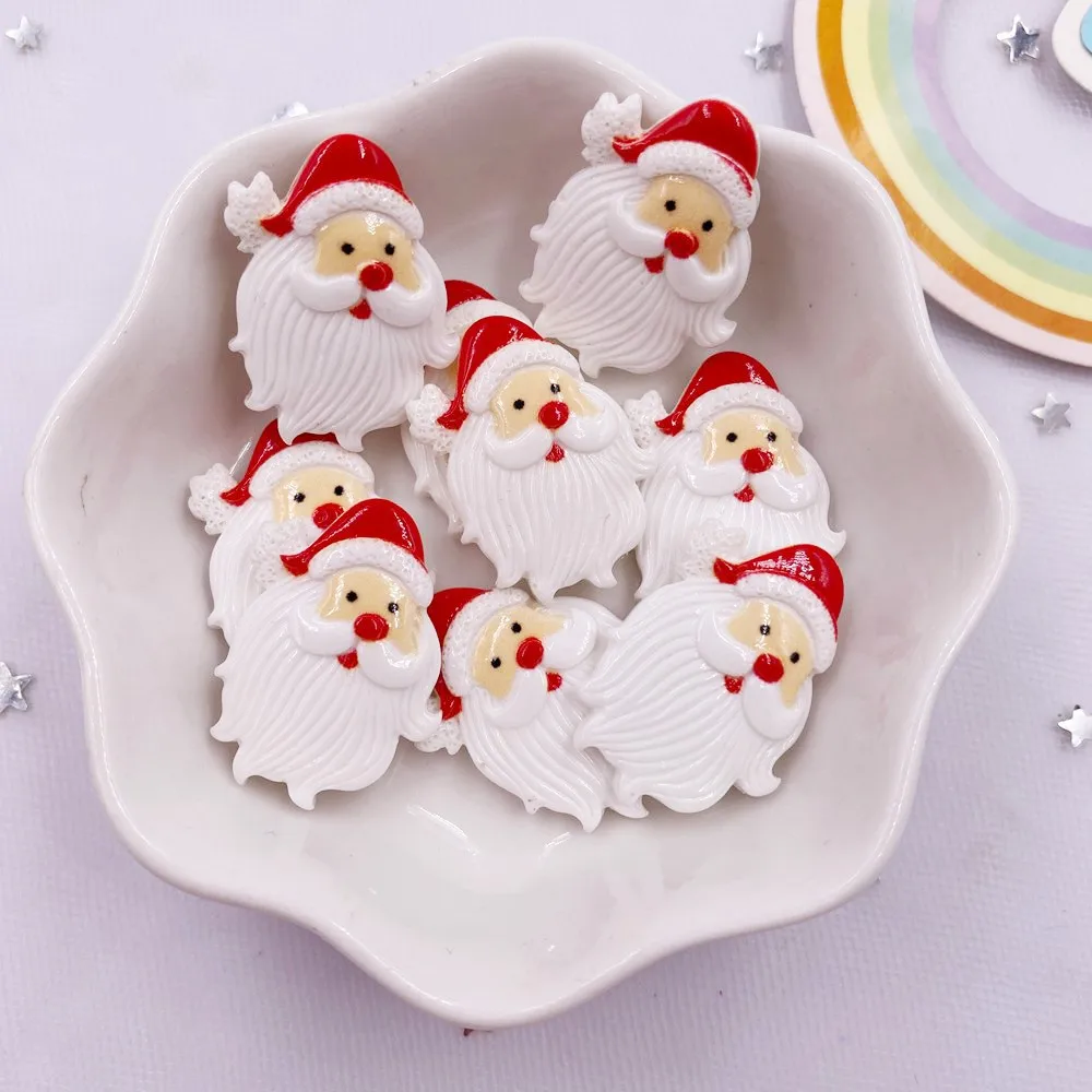 20pcs Colorful Resin Star Hat Santa Claus Flatback Cabochon Stone DIY Scrapbook Figurines Miniature Christmas Accessories Crafts