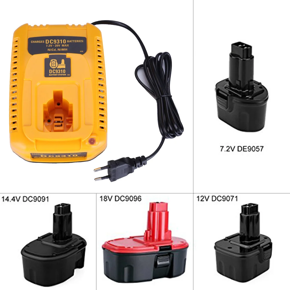 Dc9310 Ni-Cd Ni-Mh Replacement Charger For Dewalt 7.2V 9.6V 14.4V 18V Battery DC9096 DE9310 DE9057 DW9072 DC9091 DW9098