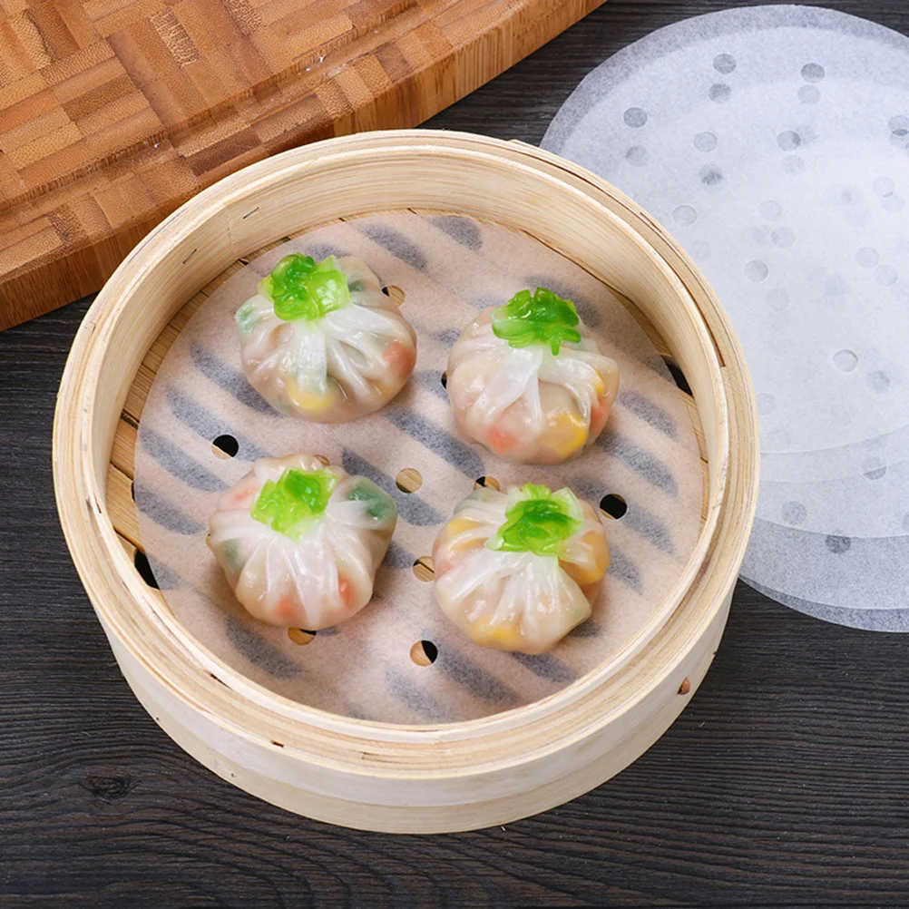 

400pcs 7 Inch Steamer Paper Liners Round Steaming Mats For Bread Buns Cakes Non Stick Heat Resistant Silicone Baking Parchment