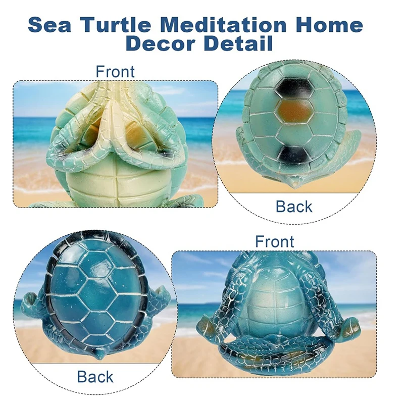 N85R-2 PCS Sea Turtle Meditation Home Decor, Meditation Figurine, Home Decor Yoga Resin Sea Turtle Statue For Home Office