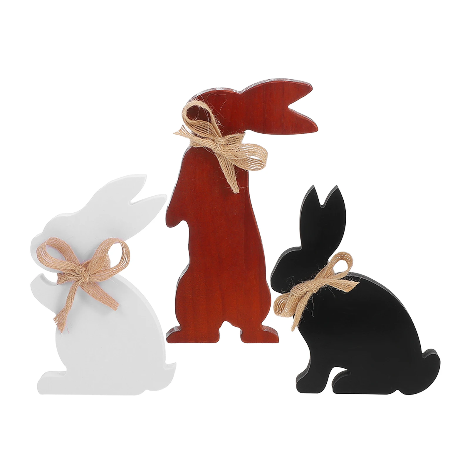 

3Pcs Easter Rabbit Wood Table Centerpiece - Vintage Rustic Decor Signs for Indoor Outdoor Home Spring Festive Display