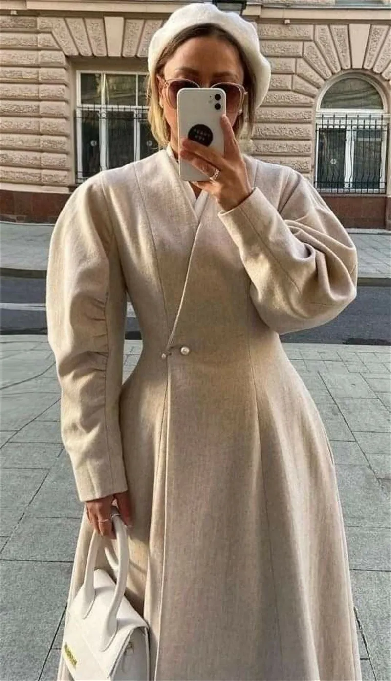 Woolen Long Overcoat Women Suit Blazer Jacket Designer Formal Winter Thick Cashmere Wide Cut Trench Coat Custom Made Prom Dress