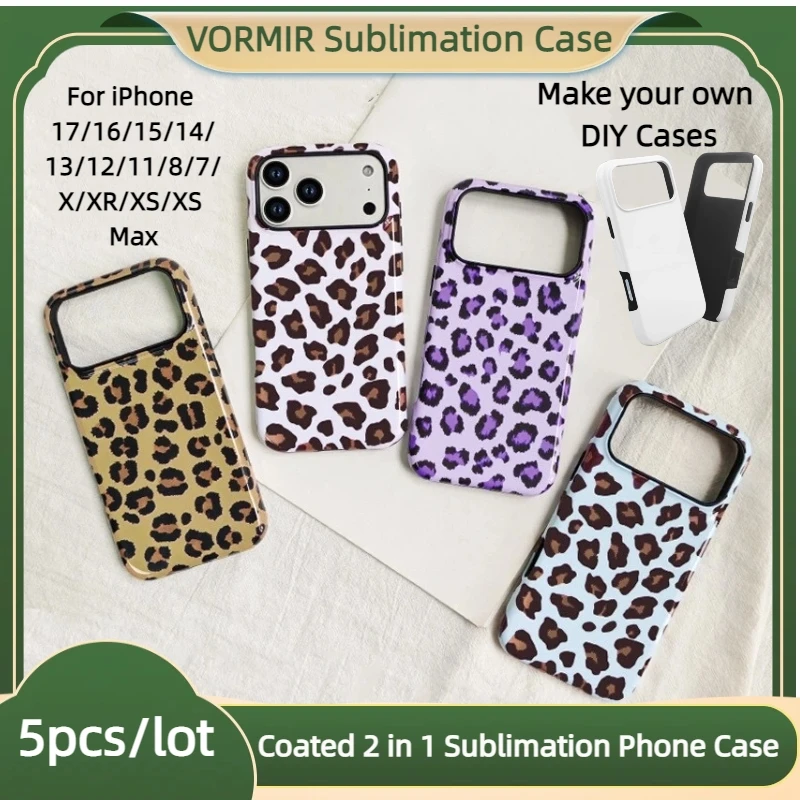 

VORMIR 5pcs Sublimation Phone Case Blank 3D Heat Press Printer Coated 2 in 1 Mobile Cover Wholesale Assorted For iPhone 17 16 15