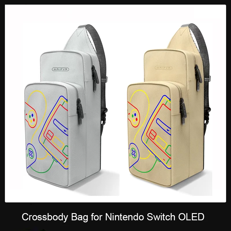 HAIFVA Crossbody Bag for Nintendo Switch OLED NES Style Carry Case Shoulder Storage SNES Bag for Game Accessories Protective Bag