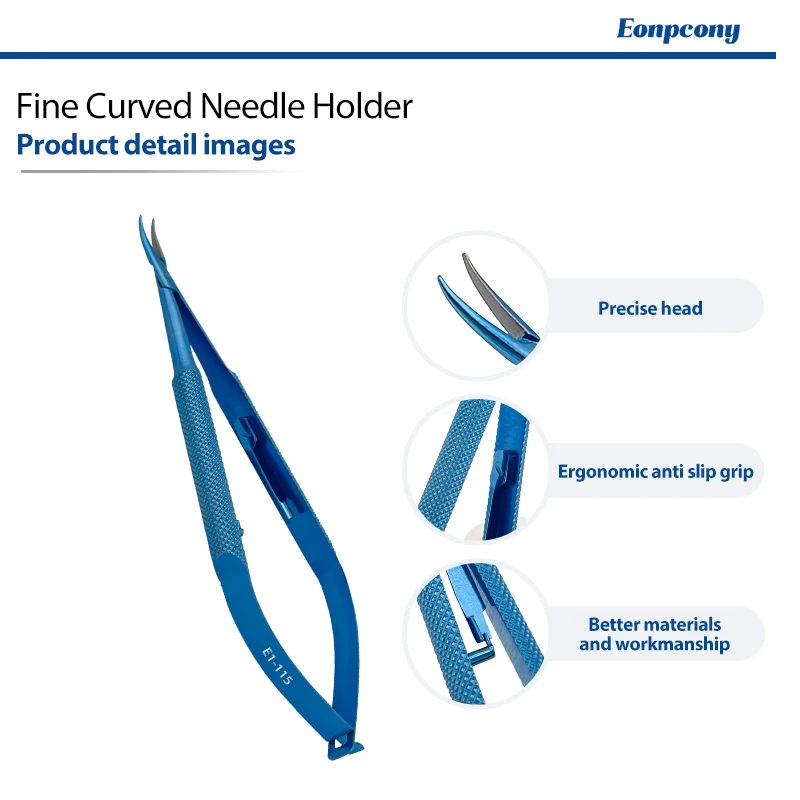 Fine Curved Needle Holder Titanium Alloy Autoclavable Micro Surgical Suture Holding Forceps Instrument