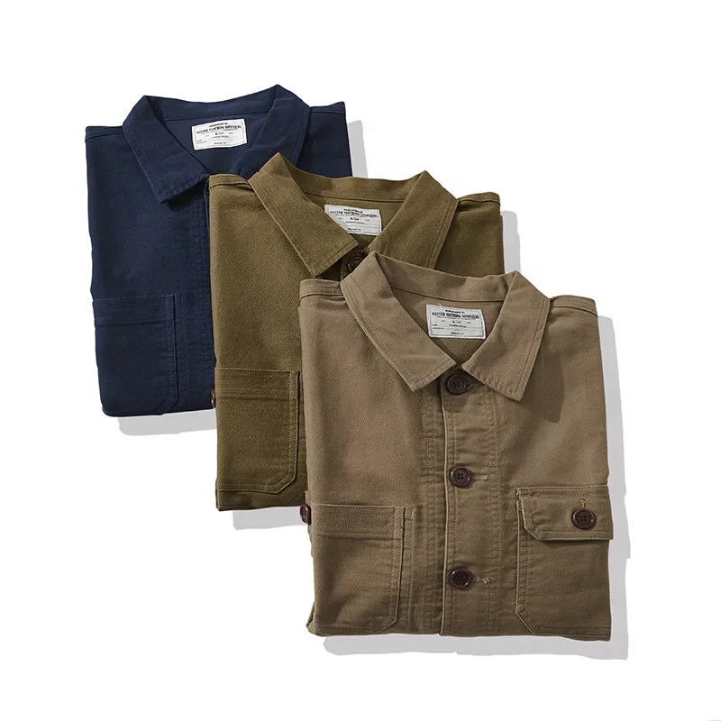 New Men's Cargo Jacket Chore Utility 4 Pockets Military Tatical Workwear Vintage Casual Menswear Spring Autumn Outdoor Clothes