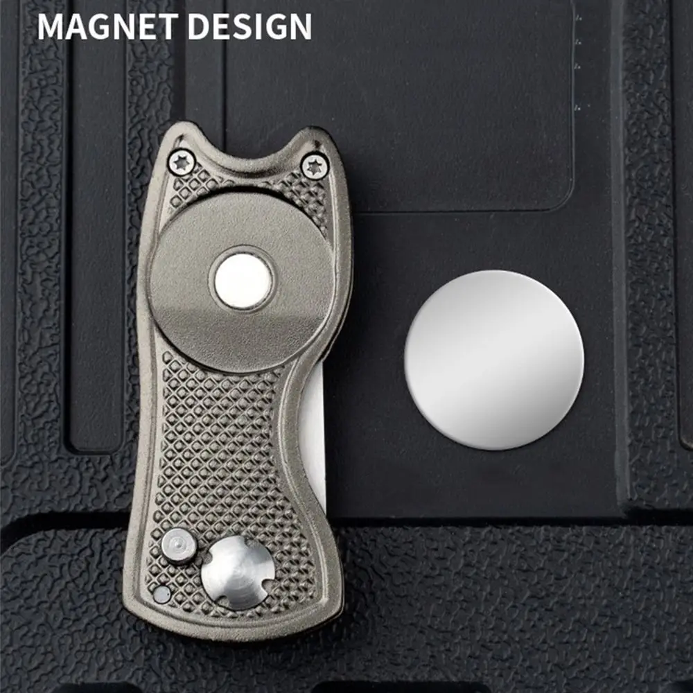 

Magnetic Marker Golf Divot Repair Tool Pop-up Button Foldable Golf Repair Tool Aluminum Alloy Sturdy Handle Golf Repair Fork