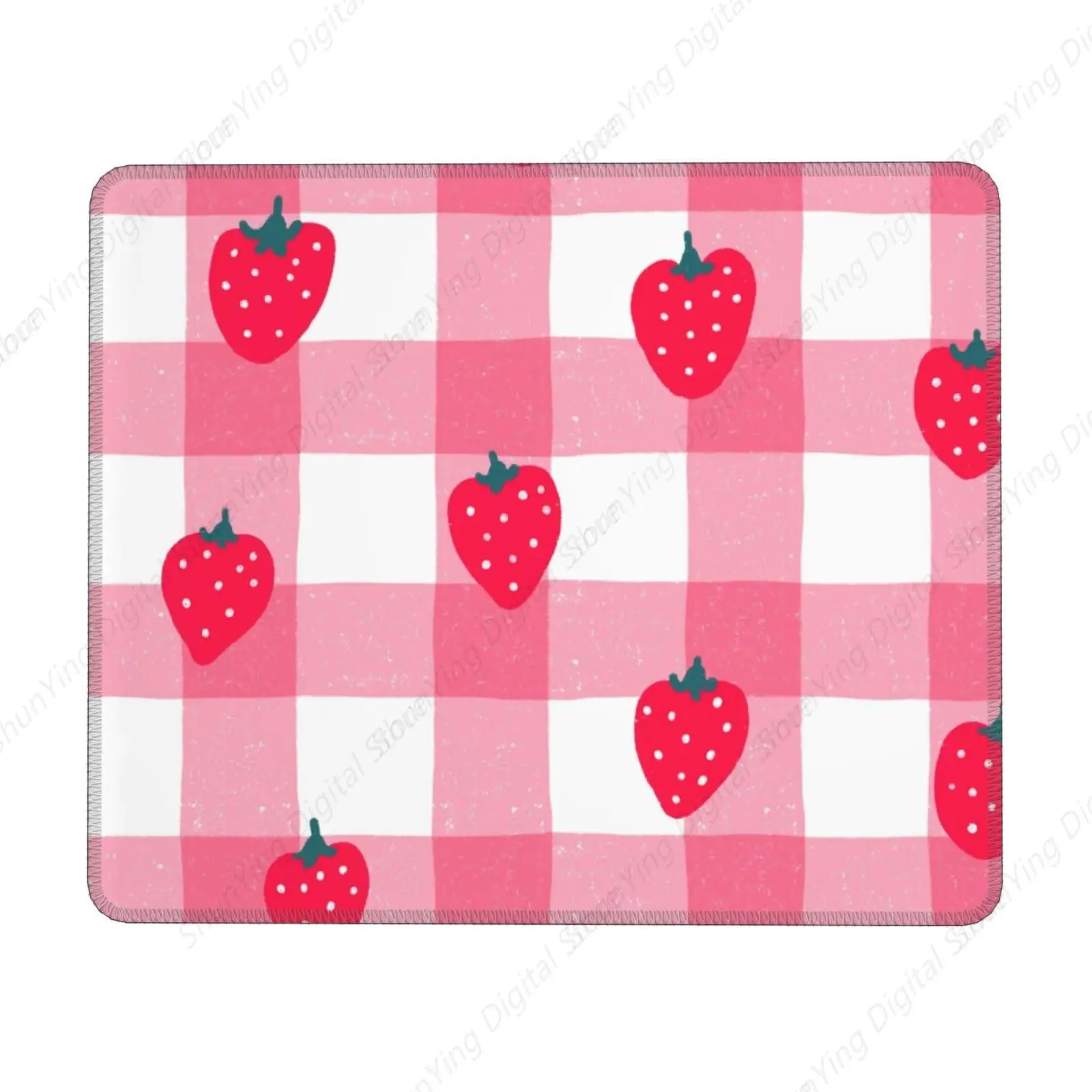 Strawberry Pattern Red Checkered Mouse Pad Anti Slip Rubber Suitable For Gaming Office Laptop Mouse Pad 18*22cm