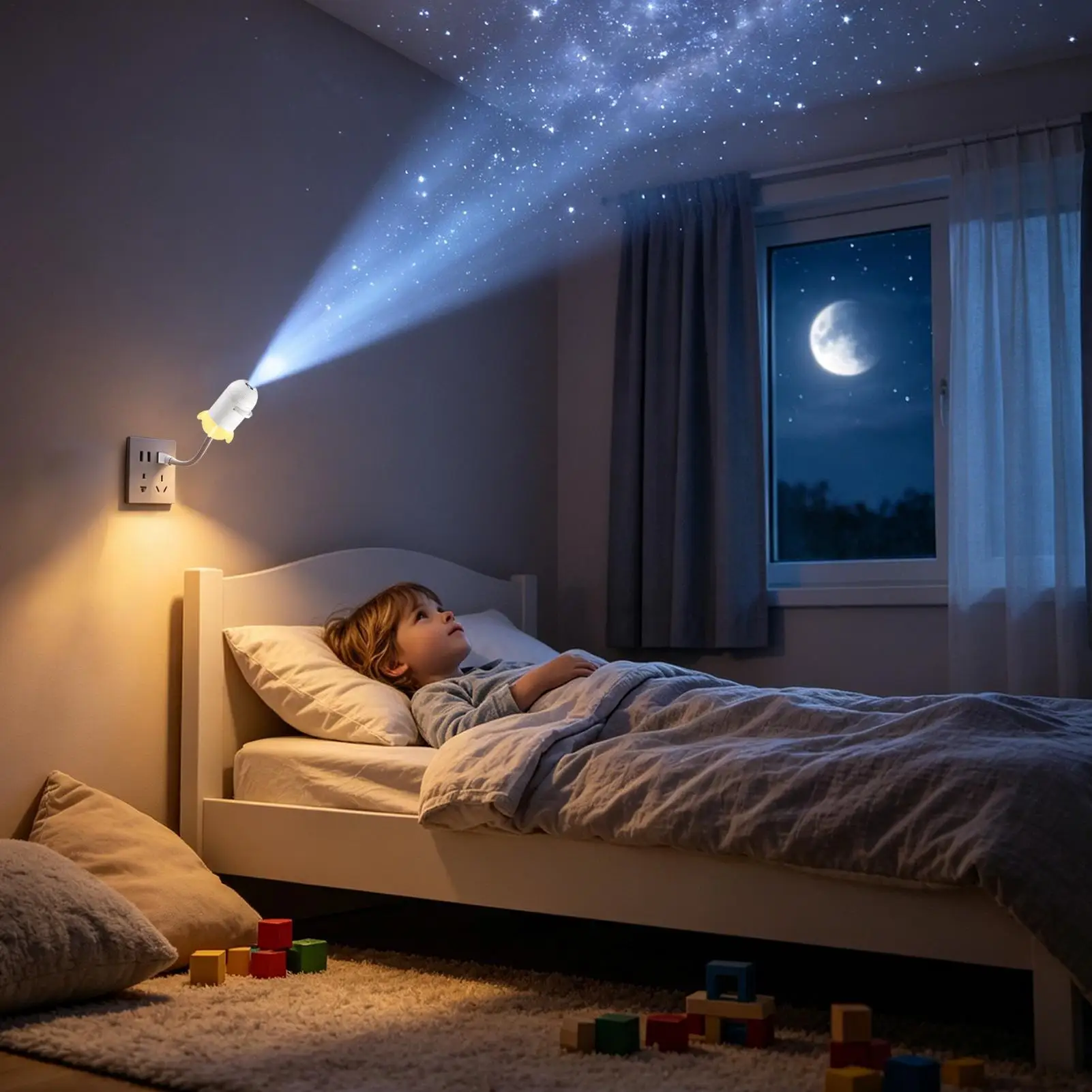 Star Projector 2-Mode USB Powered LED 24 Projection Films Ceiling Wall Projection Nightlight For Living Room Classroom Office