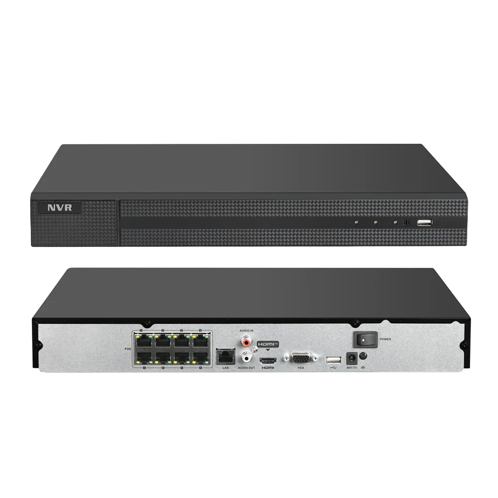 OEM 8CH 4K POE NVR with 2TB HDD 80 Mbps 2SATA UP TO 8TB for per HDD VCA HDMI VGA Motion Detection 2.0 Guarding Vision