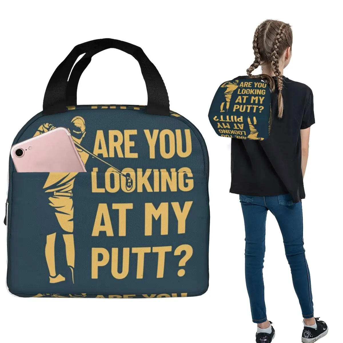 

Забавные сумки для обеда с цитатой для гольфа, изолированная коробка для бенто, портативная сумка для обеда, многоразовые сумки для пикника для женщин, студенческого офиса