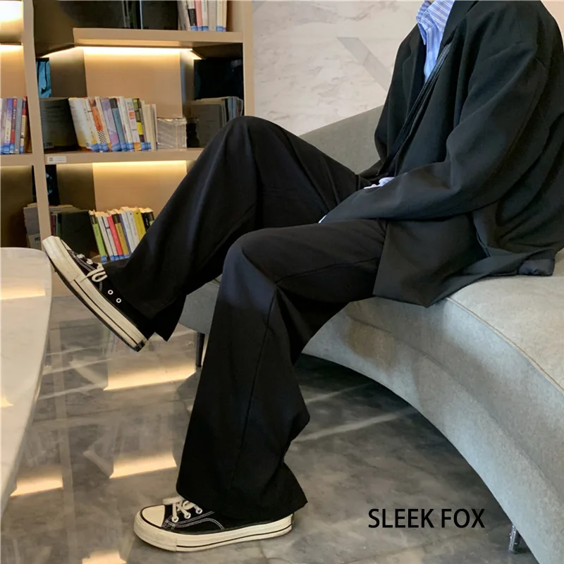 Trendy Straight Leg Suit Pants Men's Casual Lightweight Drapey Versatile Summer Fashionable Business Casual Polyester Fiber