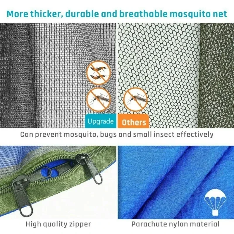 Anti-tip-over Color Matching Hammocks with Mosquito Net Outdoor Recreation Swing Camping Equipment Portable Travel Supplies