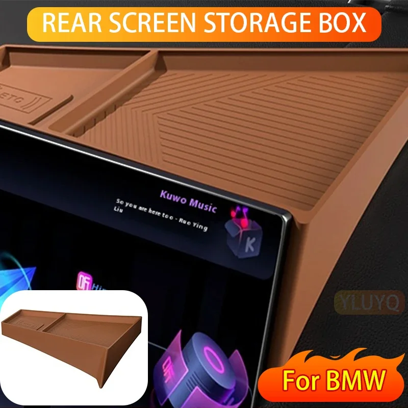 For BMW NEW 5 Series i5 525 530 Storage box behind the central control screen Silicone anti-slip mat Storage box Car accessories