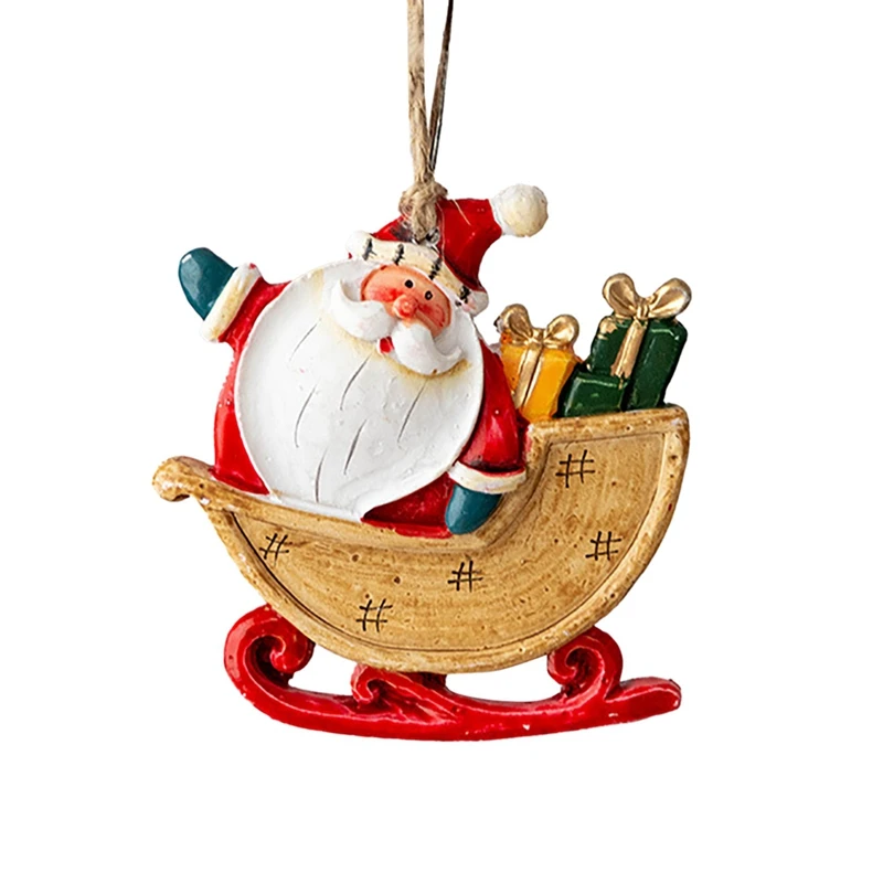 Christmas Snowman Santa Claus Resin Small Pendant Hanging Organs European Vintage Christmas Tree Decoration Cute Charm