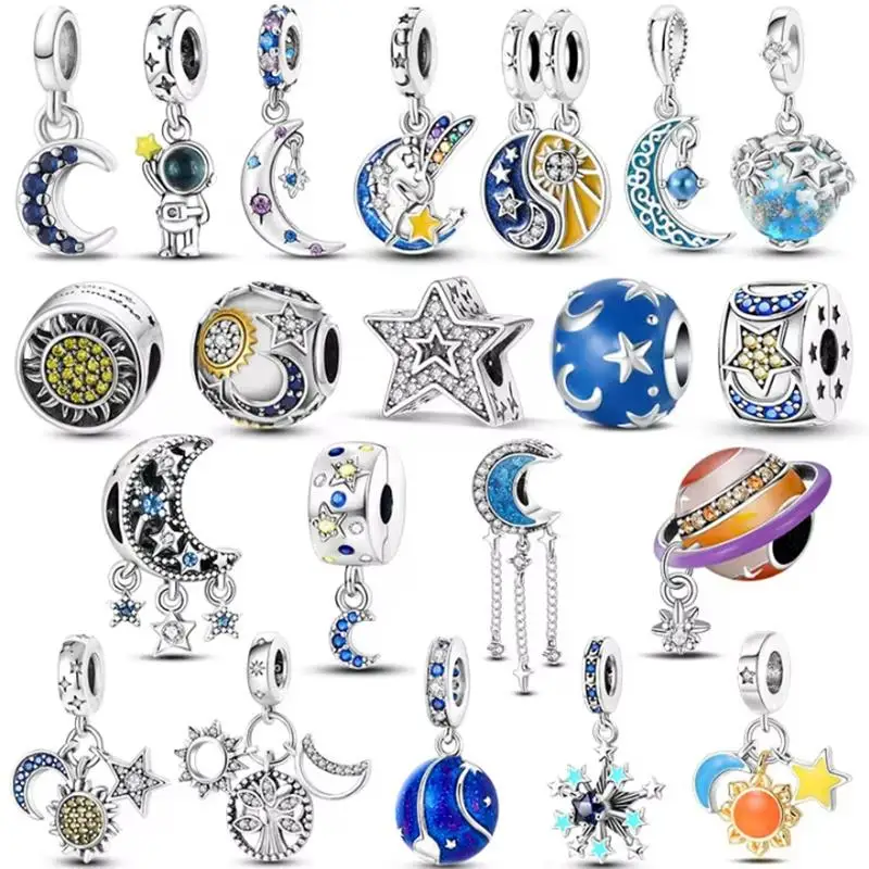 

Silver Plated Charm Sun Star Moon Pendant Fit Original Bangle Beads Making Fashion Woman Jewelry Dangle Charms