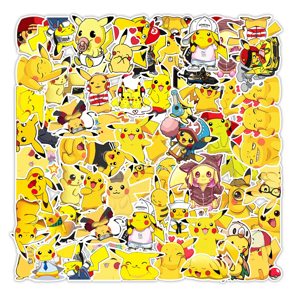 10/30/50PCS Kawaii Pikachu Pokemon Anime Stickers Cartoon DIY Travel Luggage Guitar Fridge Laptop Waterproof Graffiti Stickers